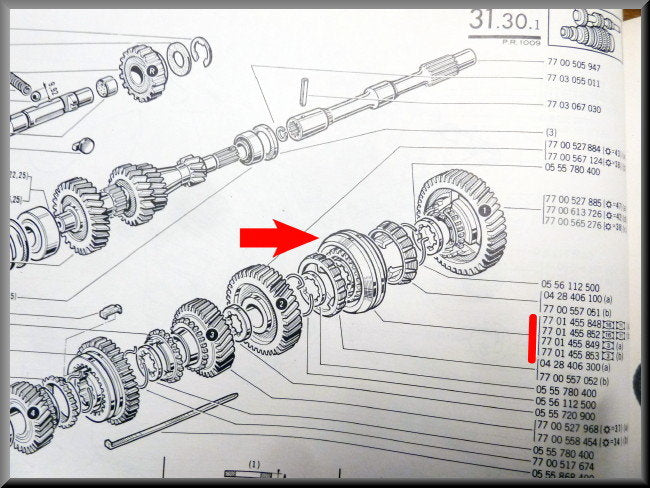 Synchroniseur de moyeu 1ère et 2ème vitesse (27 dents) – Renault 12 – Renault 16 - OEM 7701453189 (27 dents)