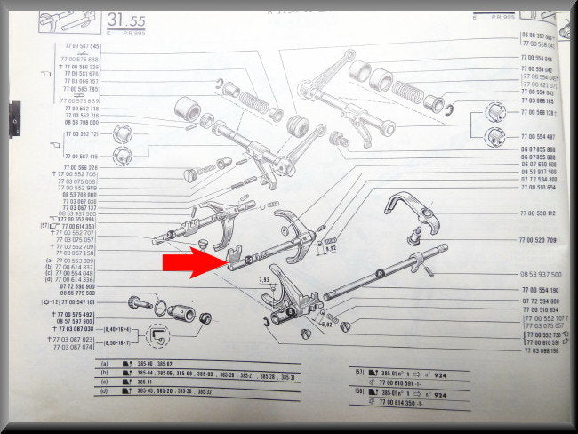Commutateur 1ère 2ème vitesse (5 rapports) – Renault 16 – OEM 7700553009