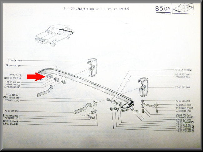 Bumpersteun rechts achter – Renault 12 – OEM 7700518318