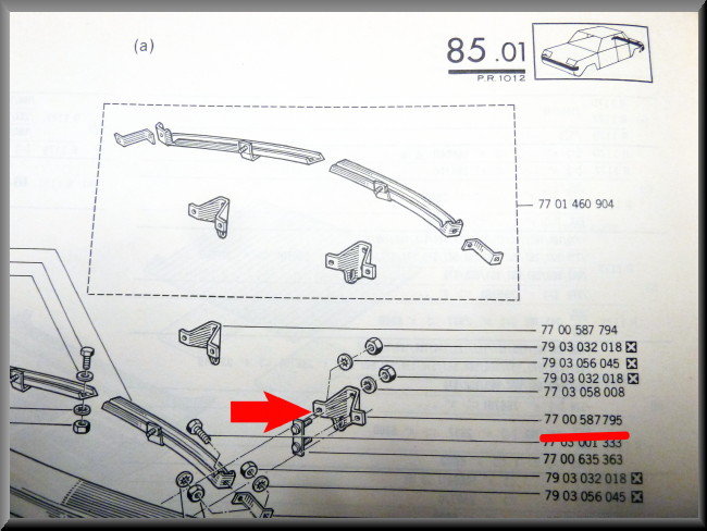 Support pare-chocs avant gauche – Renault 12 – OEM 7700587795