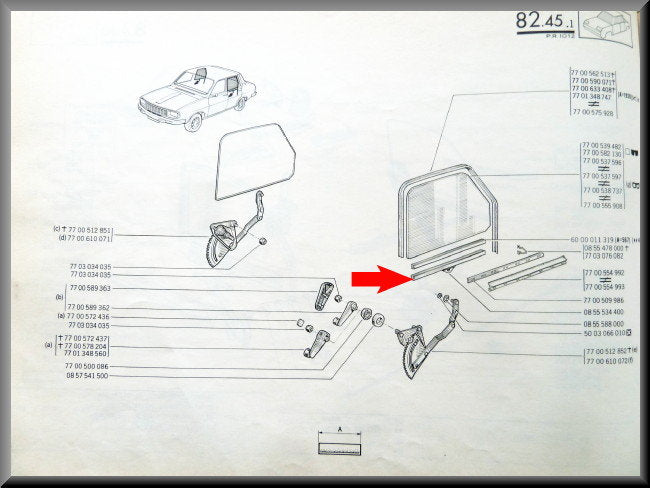 Profil de vitre arrière – Renault 12 – OEM 0855588000