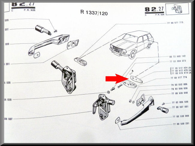 Plaque de remplissage de gâche (1mm) – Renault 12 – OEM 7700512424