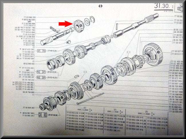 Pignon de marche arrière (19 dents) – Renault 12 – Renault 16 - OEM 7700507782