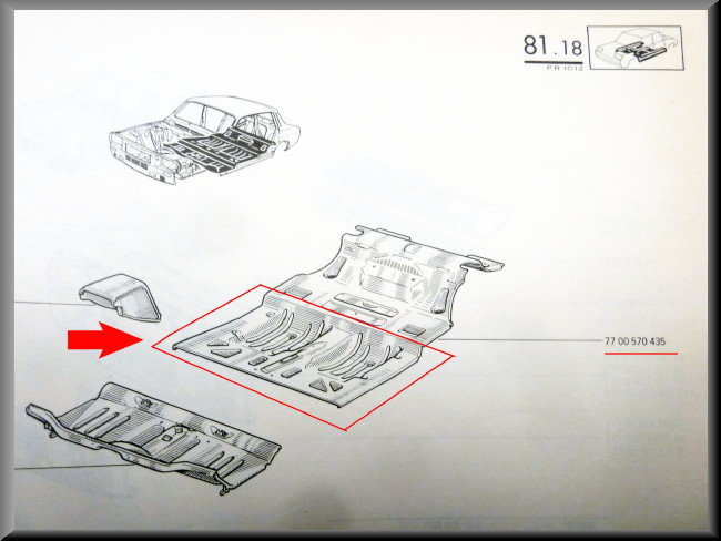 Plaque de plancher arrière – Renault 12 – OEM 7700570435