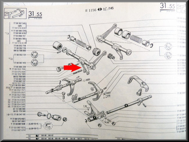 Fourchette de commande centrale (BV5) – Renault 16