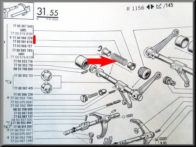 Schakelas veer (5 bak) – Renault 16 – OEM 7700566229 / 7700591676