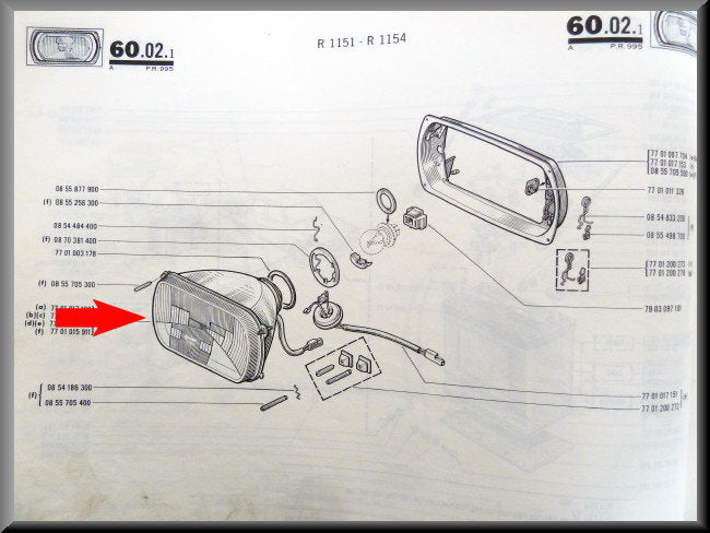 Koplamp (Kangeroo) Cibie – Renault 16 TS type 2 – OEM 7701017180A – Used
