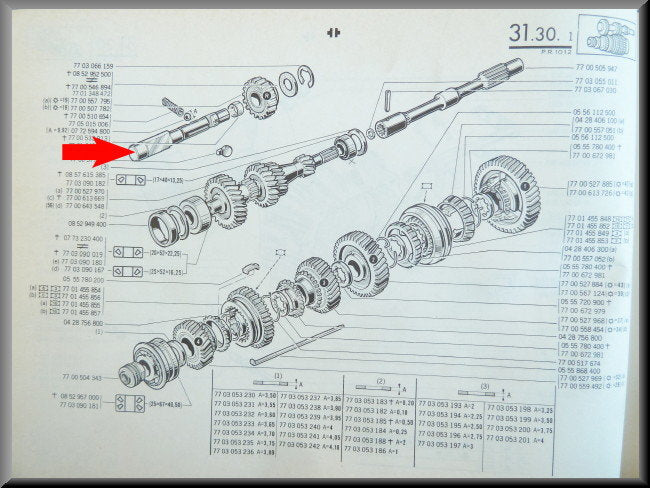 Axe pignon de marche arrière – Renault 12 – Renault 16 - OEM 7700573482