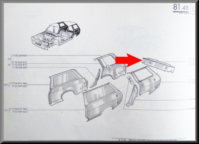 Panneau arrière Break – Renault 12 – OEM 7700562947
