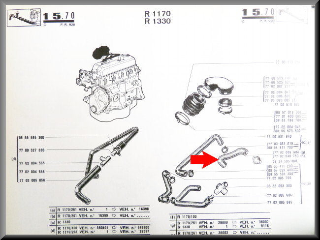 Tuyau de carburateur – Renault 12 – OEM 7702040752
