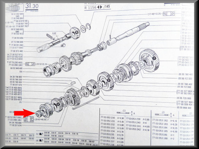 Vis sans fin (boîte 4) – Renault 16 – OEM 0830040900