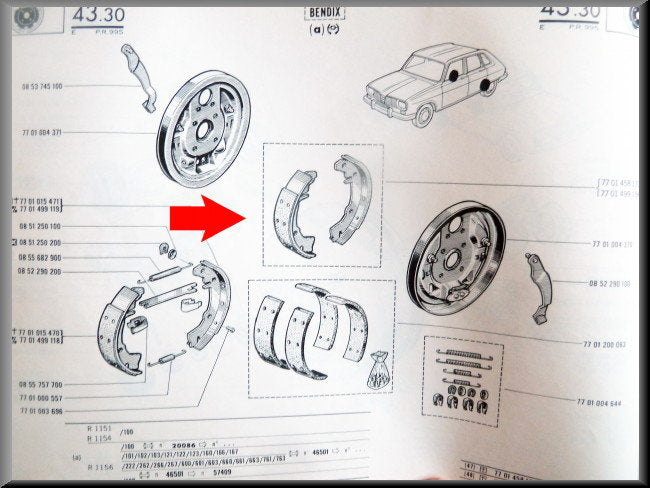 Remschoenen (Bendix systeem) – Renault 16 – OEM 7701458170