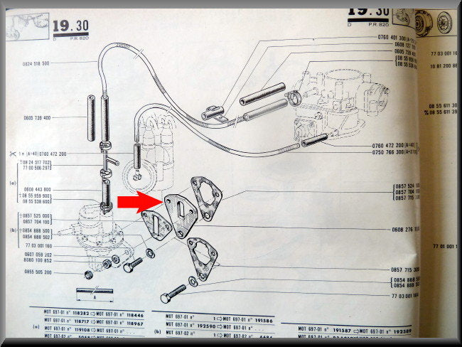 Joint de pompe à essence (Bakélite) – Renault 16 TL, L – OEM 0608276100 / 7700563867