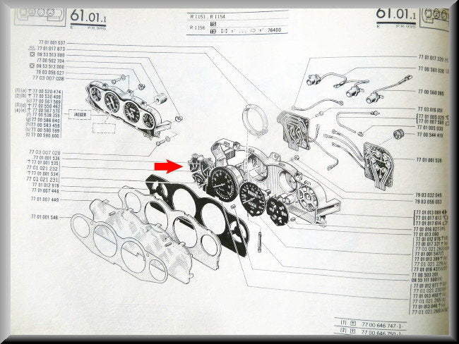 Compteur de tableau de bord température liquide de refroidissement – Renault 16 TX – OEM 7701001536