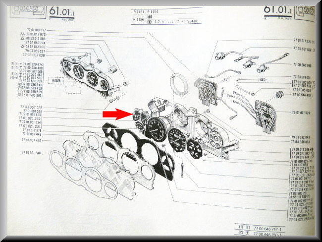 Tableau de bord - jauge à carburant - Renault 16 TX - OEM 7701021232
