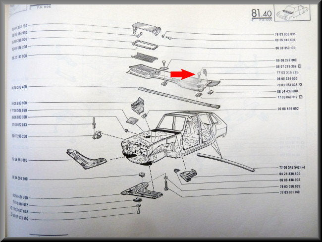 Carrosserie arrière – Renault 16 – OEM 7703016344 / 0607273300