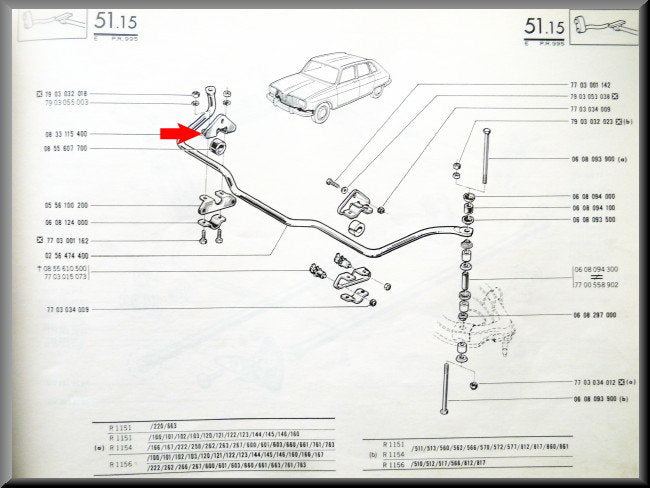 Support de fixation supérieur de barre stabilisatrice – Renault 16 – OEM 0833115400