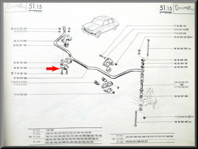 Support de fixation barre stabilisatrice inférieure – Renault 16 – OEM 0608124000