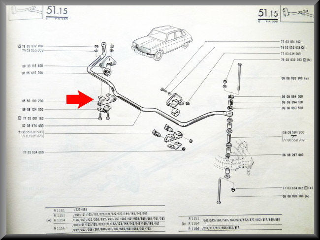 Support de barre stabilisatrice – Renault 16 – OEM 0556100200