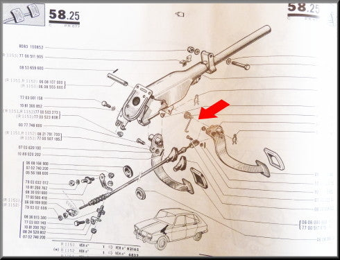 Ressort de pédale d'embrayage – Renault 16 – OEM 0556132500