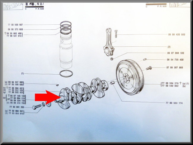 Vilebrequin (rectifié Excl: caution de 150 euros pour l'échange de l'ancienne pièce) – Renault 12 – Renault 15 - Estafette - Renault 5 - OEM 7700552504
