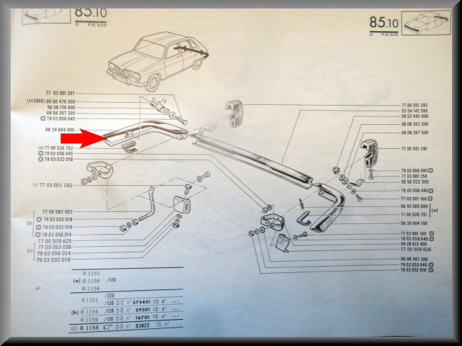 Angle de pare-chocs arrière droit – Renault 16 – OEM 0820604000 (occasion) – Used