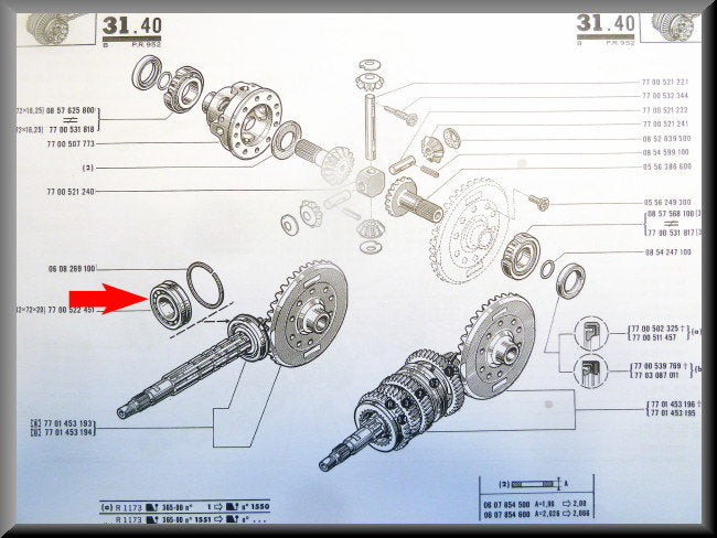 Roulement pignon (72-32-20/21 mm) – Renault 12 Gordini – Renault 17 Gordini - OEM 7700522451