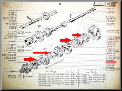 Jeu de bagues de synchro boîte 4 vitesses – Renault 12 – Renault 16 OEM 0428406100 / 0428406300 / 0427521800 (2x)
