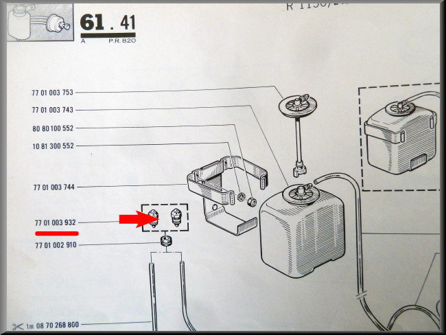 Ruitensproeier kopje – Renault 16 L (1150) – OEM 7701003932
