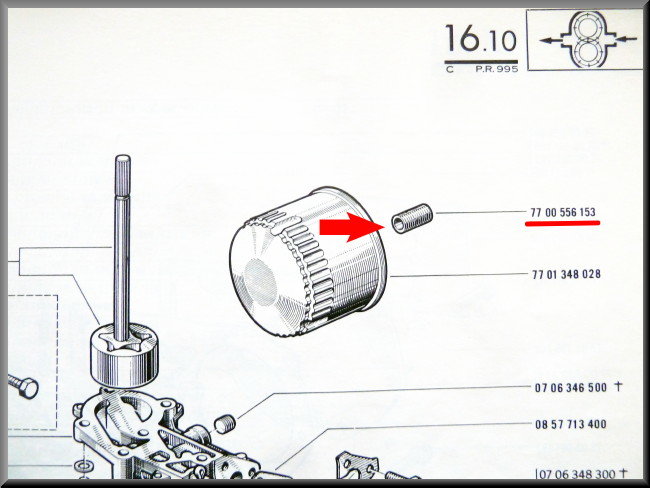 Tige filetée de filtre à huile – Renault 16 – OEM 7700556153