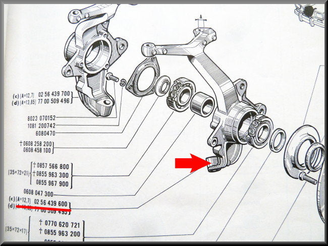 Fusée gauche – Renault 16 L (1150) – OEM 0256439600
