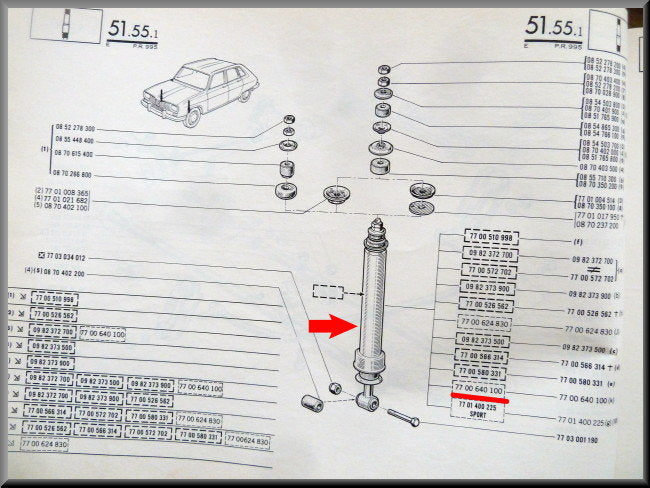 Amortisseurs avant – Renault 16 TX – OEM 7700640100A