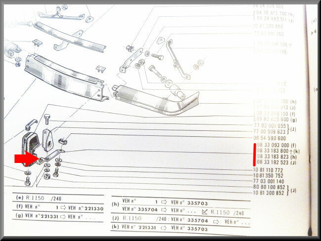 Bumpersteun links (langere versie) – Renault 16 – OEM 0833093000
