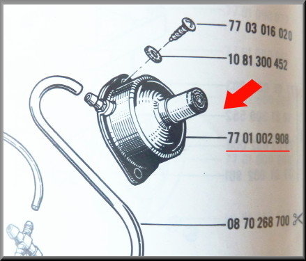 Pompe à pied lave-glace – Renault 4 - Renault 12 – Renault 16 - Renault divers - OEM 7701002908