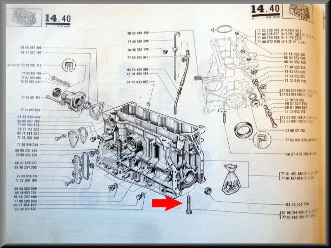 Boulon de palier principal 78 mm – Renault 16 – OEM 7700565150