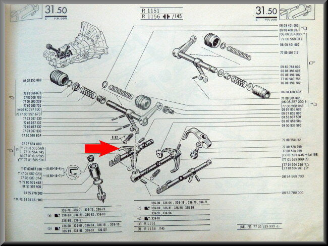 Gear selector fork 3rd 4th speed (4 and 5 speed) – Renault 16 – OEM 7701505569