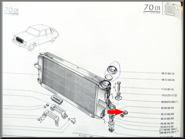 Bouchon de vidange radiateur – Renault 16 – OEM 0853064900