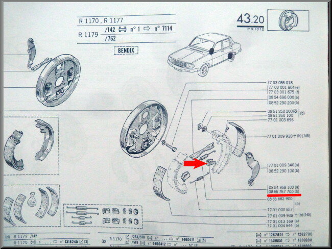 Support-étrier de freins Bendix – Renault 12 – Renault 15 - Renault 4 - Renault 16 - OEM 0855757700