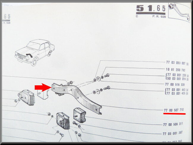 Traverse de boîte de vitesses – Renault 12 – OEM 7700507710
