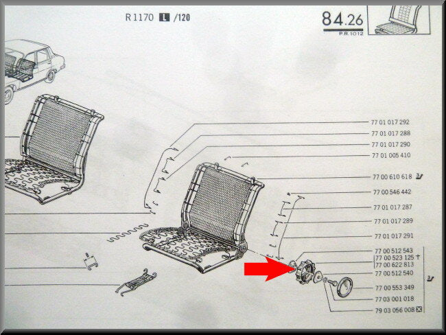 Draaiknop stoelleuning – Renault 12 – OEM 7700523125