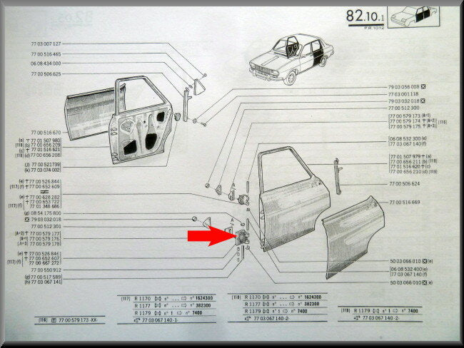 Charnière de porte – Renault 12 – OEM 7700526844