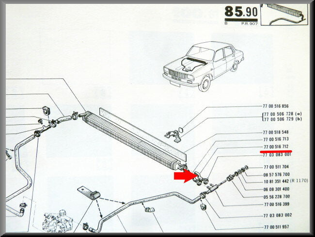 Durite de chauffage – Renault 12 ancien modèle – OEM 7700526712