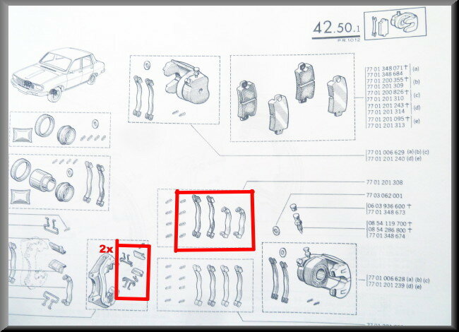 Kit de montage plaquettes et étrier de frein – Renault 12 – Renault 15 - OEM 444444