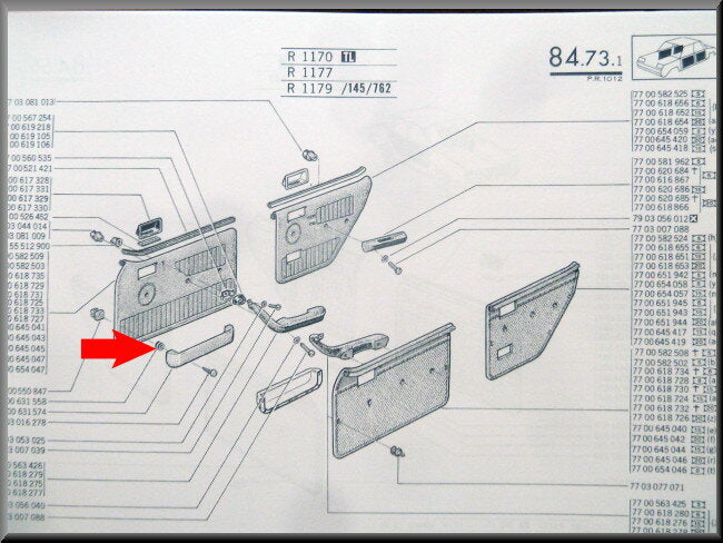Agrafe de vide-poches de portière – Renault 12 – OEM 7700631558