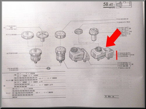 Réservoir de liquide de frein sans bouchon 47 – Renault 12 – Renault 15 - Renault 17 - Renault 16 - OEM 7700679936 / 7700625952