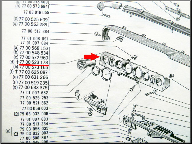 Tableau de bord (bronze) – Renault 16 TS – OEM 7700523178