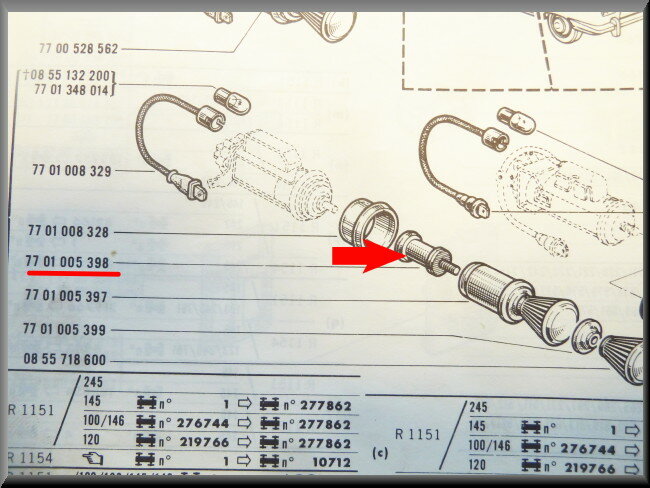 Allume-cigare à spirale – Renault 16 – OEM 7701005398