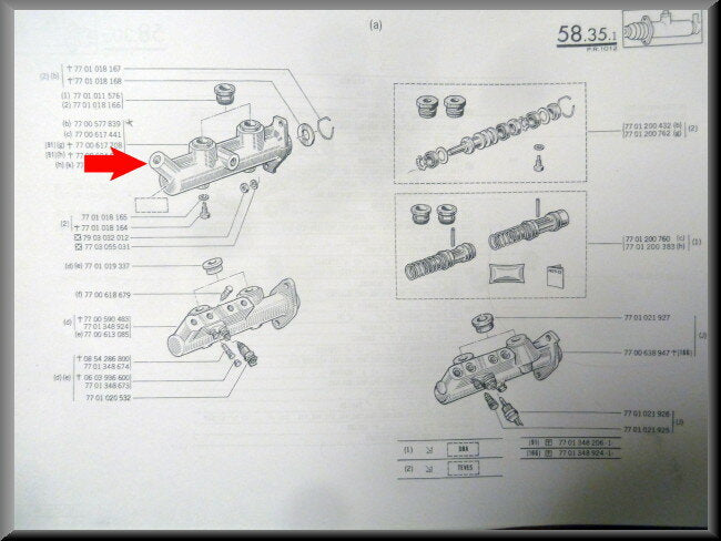 Maître-cylindre de frein – Renault 16 - Renault Alpine - Renault divers – OEM 7700577839 / 7700617441