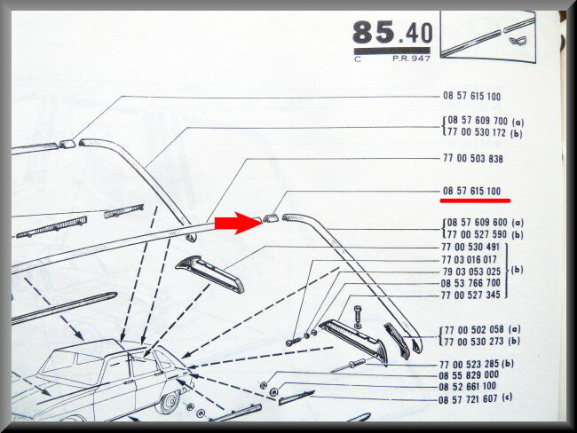 Daklijst verbindingsstuk – Renault 16 – OEM 0857615100