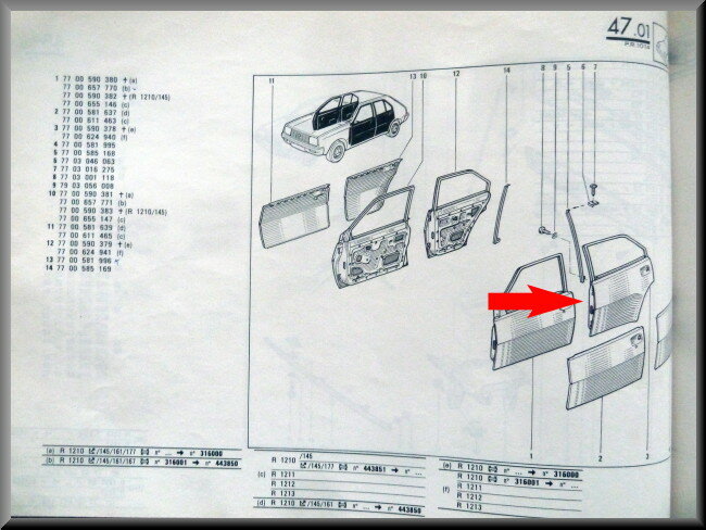 Portier achterzijde links – Renault 14 – OEM 7700624940 – NOS